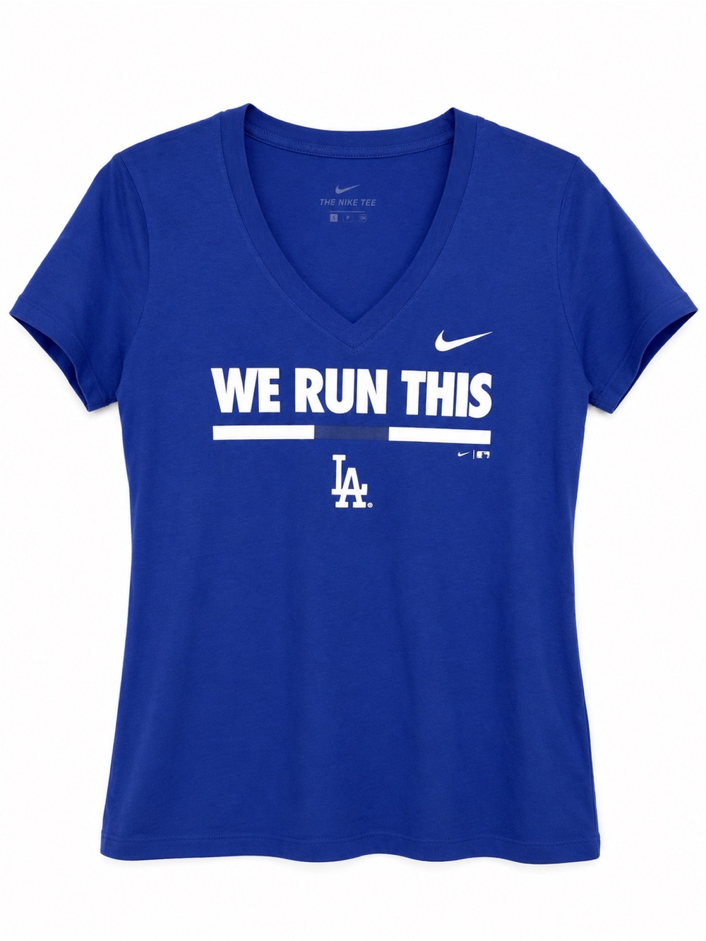 NIKE LA DODGERS VNECK WE RUN THIS TEE LARGE